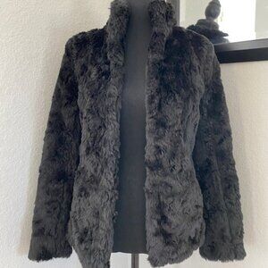 DIVIDED by H&M Black Faux Fur Jacket Coat Sz 4